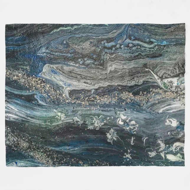 Dreams of the Ocean'20 abstract painting sea grey Fleece Blanket (Front (Horizontal))