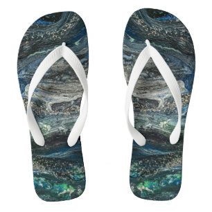 Dreams of the Ocean'20 abstract painting sea grey Flip Flops
