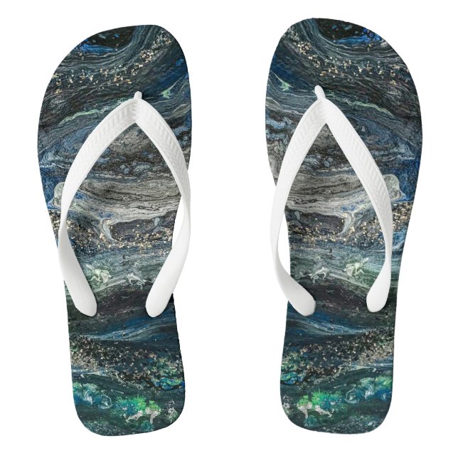 Dreams of the Ocean'20 abstract painting sea grey  Flip Flops (Footbed)