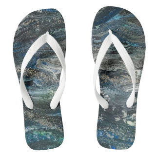 Dreams of the Ocean'20 abstract painting sea grey Flip Flops
