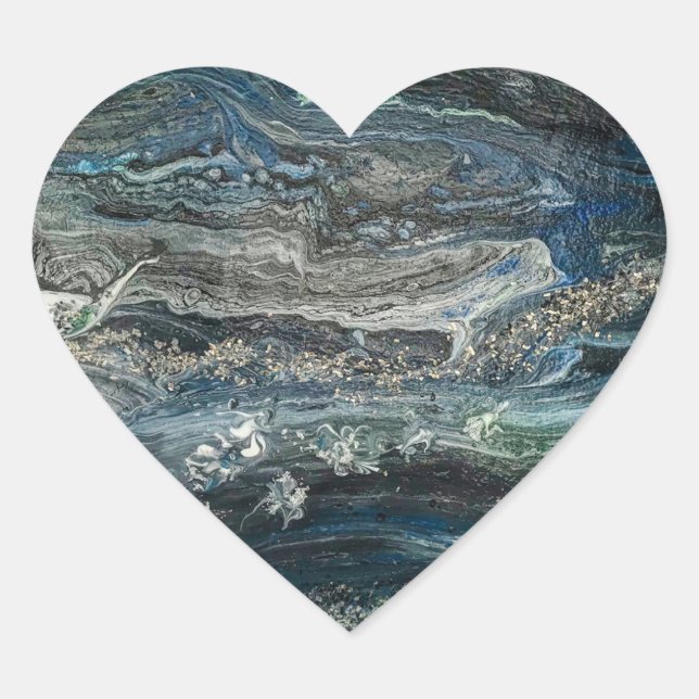 Dreams of the Ocean'20 abstract painting sea grey  Heart Sticker (Front)