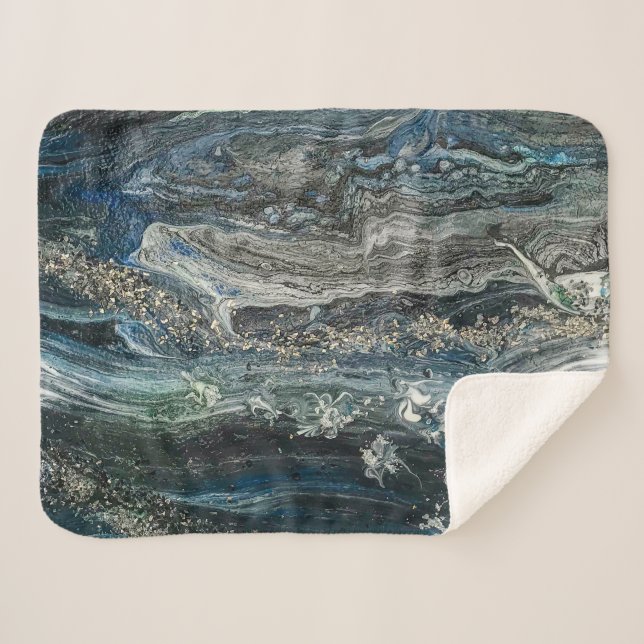 Dreams of the Ocean'20 abstract painting sea grey Sherpa Blanket (Front (Horizontal))