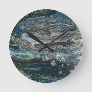 Dreams of the ocean'20 abstract painting  watch round clock
