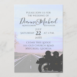 Dreams of the Open Road Motorcycle Wedding Invitation