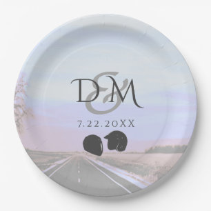 Dreams of the Open Road Motorcycle Wedding Paper Plate