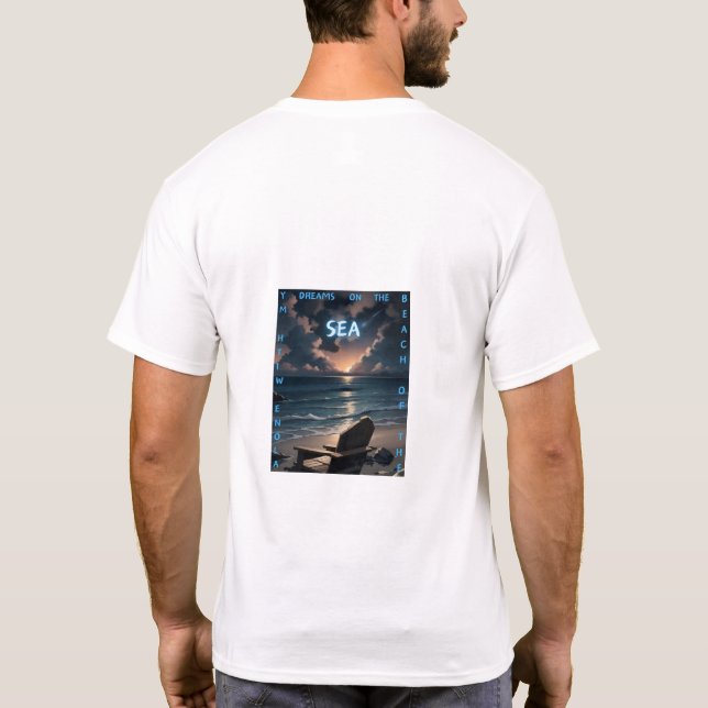Dreams on the Sea – Sunset Beach Back Print Men's  T-Shirt (Back)