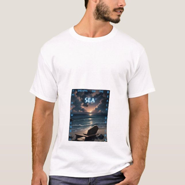 Dreams on the Sea – Sunset Beach Chair Art for Men T-Shirt (Front)