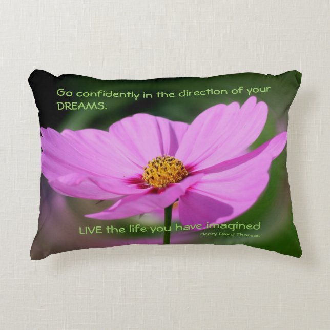 Dreams Quote Cosmos Flower Inspirational  Decorative Cushion (Front)