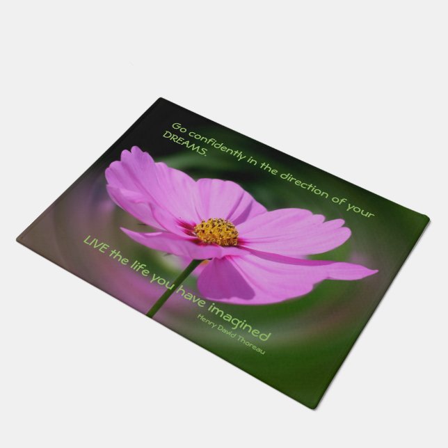Dreams Quote Cosmos Flower Inspirational  Doormat (Angled)