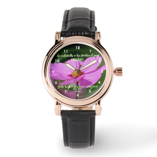 Dreams Quote Cosmos Flower Inspirational  Watch (Front)