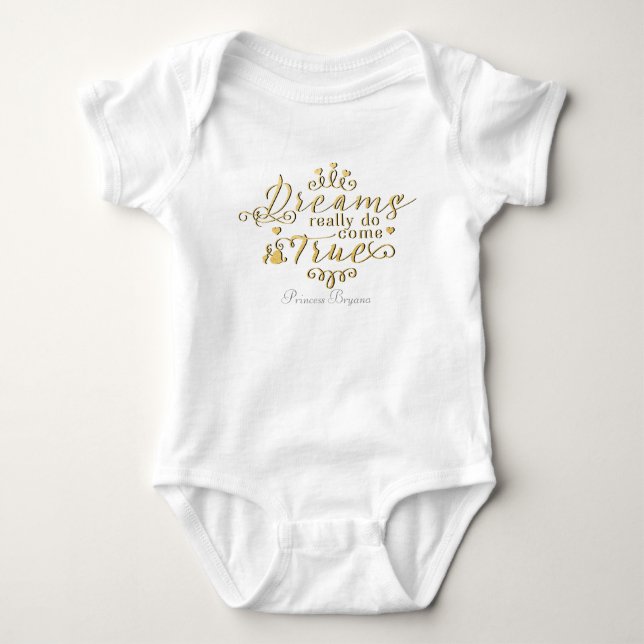 Dreams Really Do Come True Personalised One Piece Baby Bodysuit (Front)