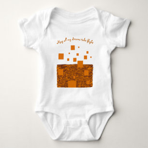 Dreams Take Flight Orange Floating Blocks Squares Baby Bodysuit