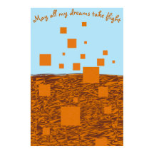 Dreams Take Flight Orange Floating Blocks Squares