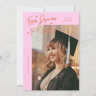 Dreams to Reality Curved Photo Orange Pink Grad Announcement