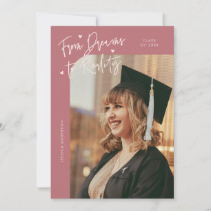 Dreams to Reality Curved Photo Pink Grad Announcement