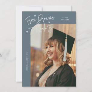 Dreams to Reality Curved Photo Slate Blue Grad Announcement