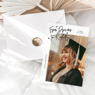 Dreams to Reality Curved Photo White Grad Announcement