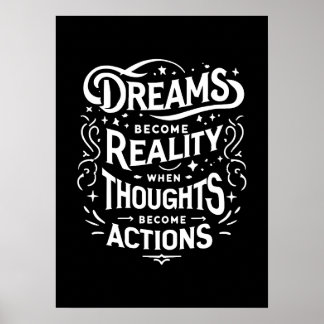 Dreams vs Actions - Gym Hustle Success Motivation Poster