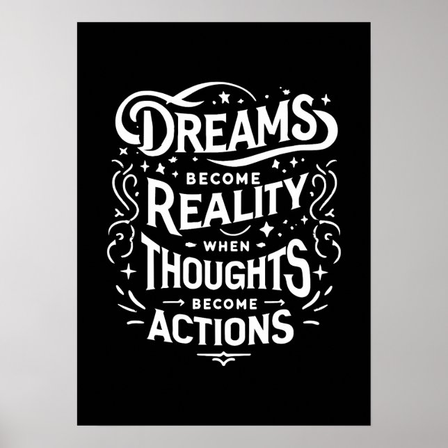 Dreams vs Actions - Gym Hustle Success Motivation Poster (Front)