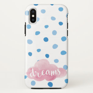 Dreams Watercolor Blue Polka Dots iPhone XS Case