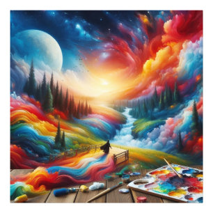  Dreamscape Abstract: Vibrant Digital Art Print 