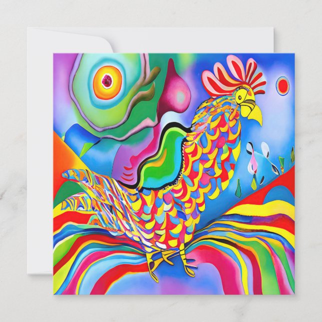 "Dreamscape Bird". A SQ surreal abstract cockerel  Card (Front)