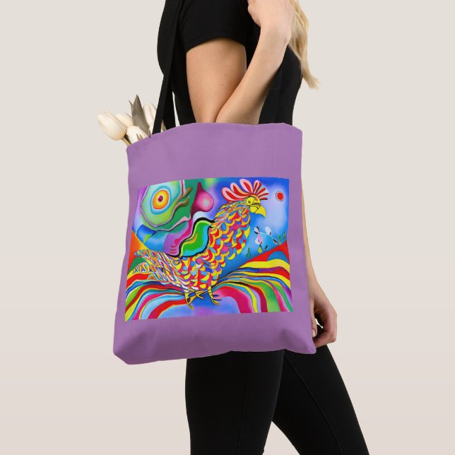 "Dreamscape Bird". A surreal abstract cockerel Tote Bag (Close Up)