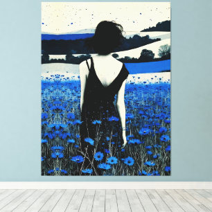 Dreamscape Blue Wildflower Field Wall Art – Modern