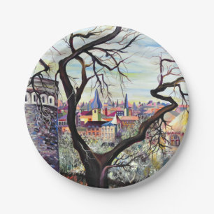 Dreamscape Luxembourg bohemian city Paper Plate