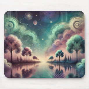 Dreamscape Swirling Trees Cosmic Reflections Mouse Mat