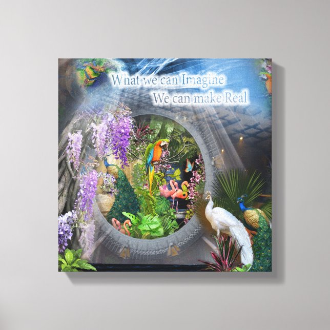 Dreamscape Wisteria flowers & Peacock themes Canvas Print (Front)