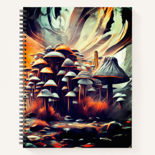 Dreamscapes in Ink: Abstract Mushrooms Fantasy Notebook