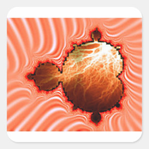 Dreamsicle Mandelbrot With Lightning Bolts Square Sticker
