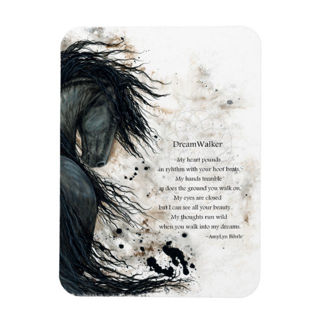 DreamWalker Friesian Horse BiHrLe Magnet (Vertical)
