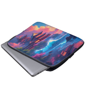 Dreamwave Pagoda by the Sea Laptop Sleeve