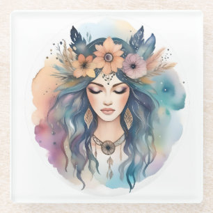 Dreamweaver: Ethereal Beauty in Bloom Glass Coaster