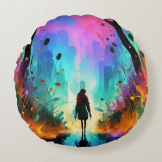 Dreamweaver's Symphony:Alcohol Ink Round Cushion
