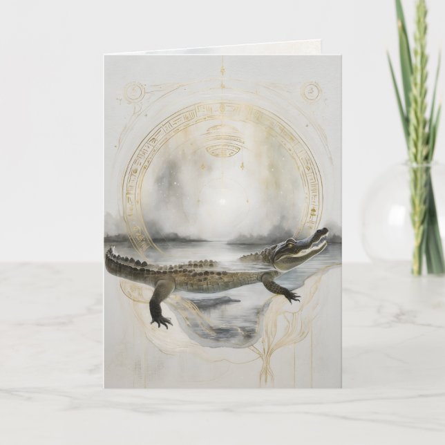 Dreamwoven Guardian Alligator Greeting Card (Front)