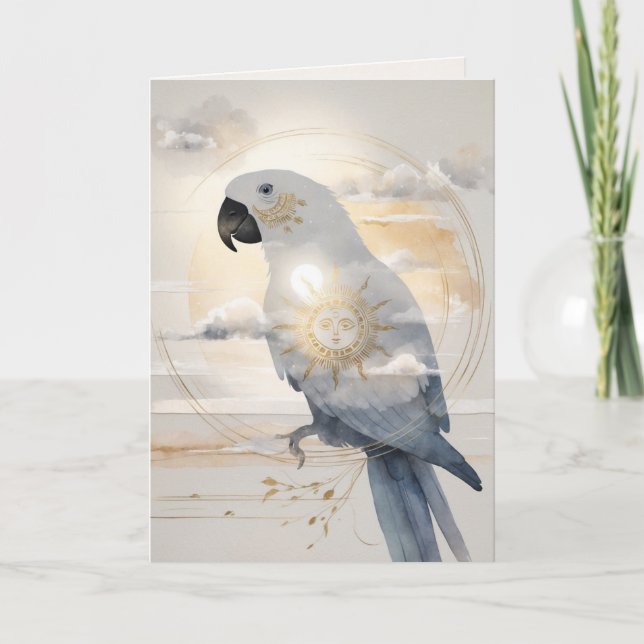 Dreamwoven Guardian Parrot Greeting Card (Front)