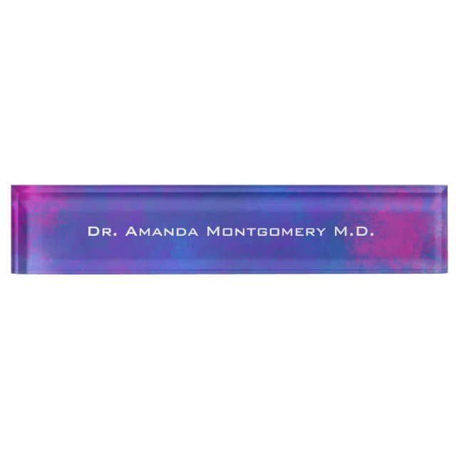 Dreamy Abstract Colours in Pink Purple and Blue Nameplate (Front)