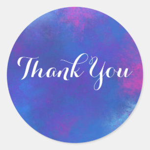 Dreamy Abstract in Pink Purple and Blue Thank You Classic Round Sticker