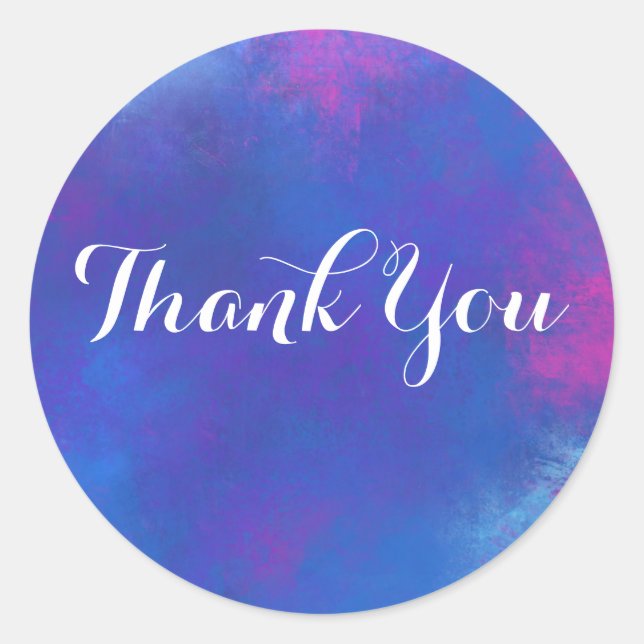 Dreamy Abstract in Pink Purple and Blue Thank You Classic Round Sticker (Front)