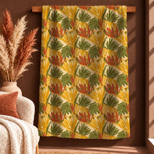 Dreamy Abstract Mustard Dusty Green Blanket Art