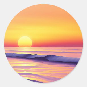 Dreamy Abstract Sunset Over a Tranquil Ocean Scene Classic Round Sticker