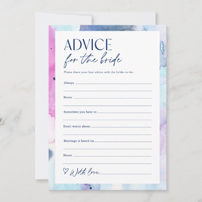 Dreamy Advice for the Bride Shower Game Card (Front)