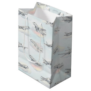 Dreamy Aeroplane Sky Travel Pattern (1) Medium Gift Bag