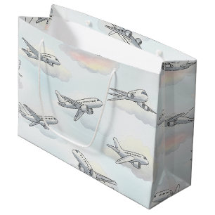 Dreamy Airplane Sky Travel Pattern (1) Large Gift Bag