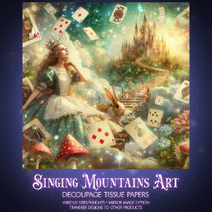 Dreamy Alice In Wonderland Castle Decoupage Tissue Paper