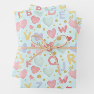 Dreamy Alphabet: Watercolor ABCs on Soft Sky Blue Wrapping Paper Sheet