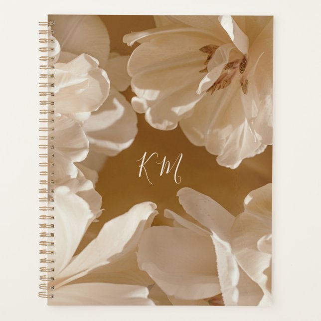 Dreamy and Luxurious White floral Initial Planner (Front)